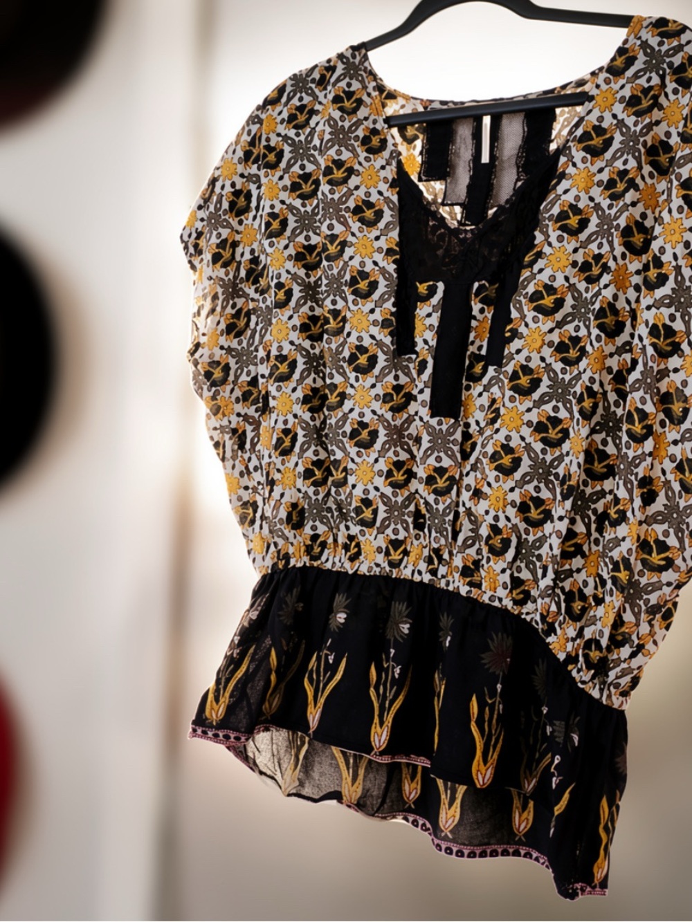 FREE PEOPLE Floral Peplum Blouse || 100% Cotton